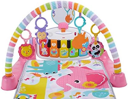 Fisher-Price Deluxe Kick & Play Piano Gym, play mat and activity toys with lights, music, and learning content for infants (Pack of 1)