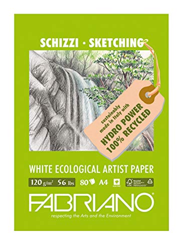 Fabriano Eco White Sketching Pad (8.25x11.7 Inch 80 Sheets 56lb Paper)