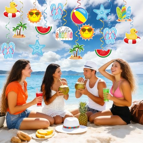 Image of 54 Pcs Hello Summer Cutouts Double Printed Paper Beach Decor for Summer Bulletin Board Classroom Decorations (Beach.54)