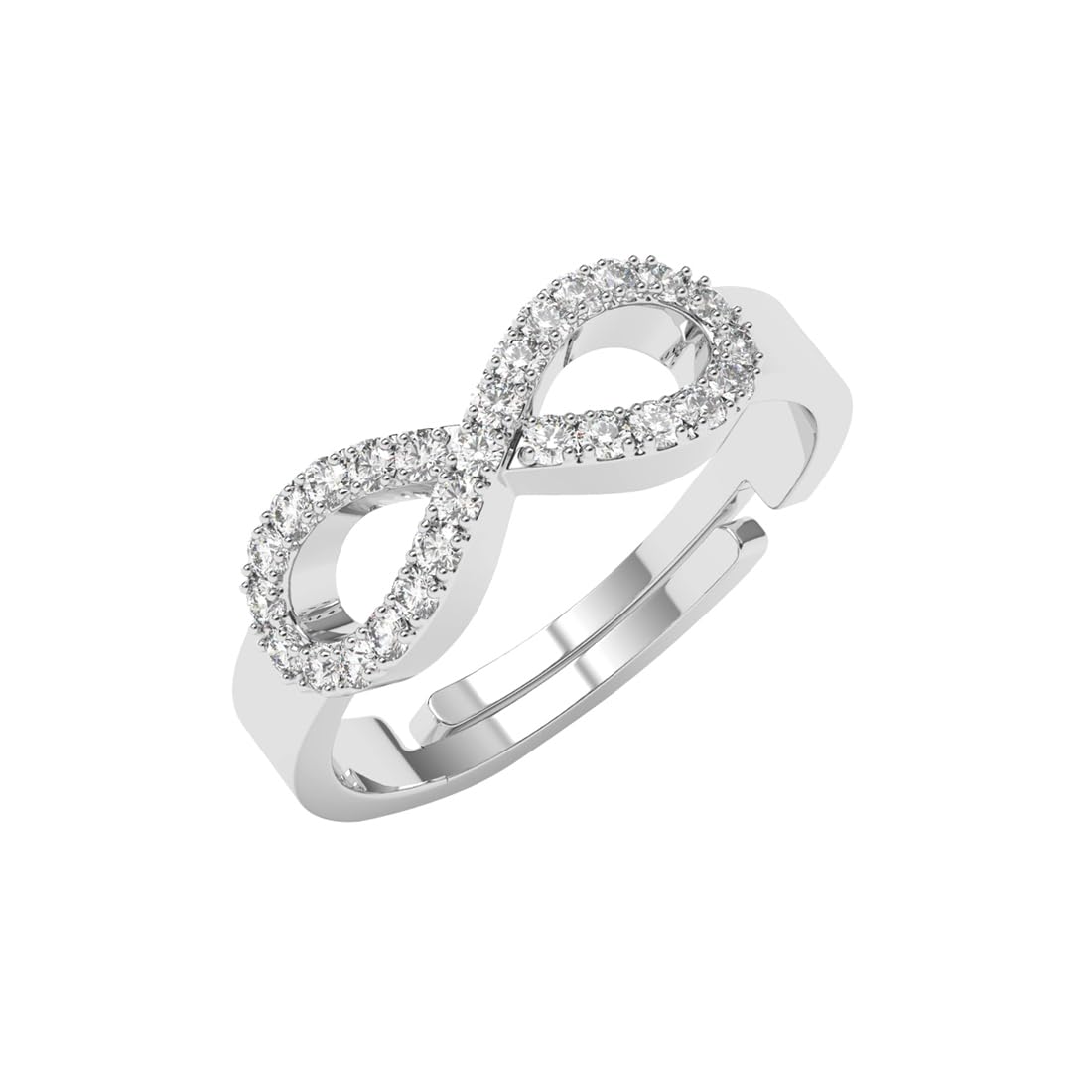 Clara Pure 925 Sterling Silver Zoe Studded Infinity Valentine Finger Ring | Swiss Zircon Platinum Plated | Size Adjustable | Gift for Women Girls Wife Girlfriend (B0D9BM3KKB) Amazon Price History, Amazon Price Tracker