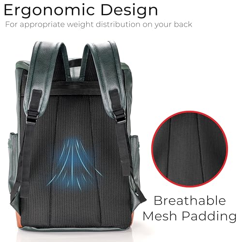 Image of LOGGIN 15.6 Inch Unisex Laptop Backpack for Men & Women | Premium Vegan Leather Water-Resistant Bag | Stylish Office, College & Travel Backpack with Anti Theft Design Multiple Pockets