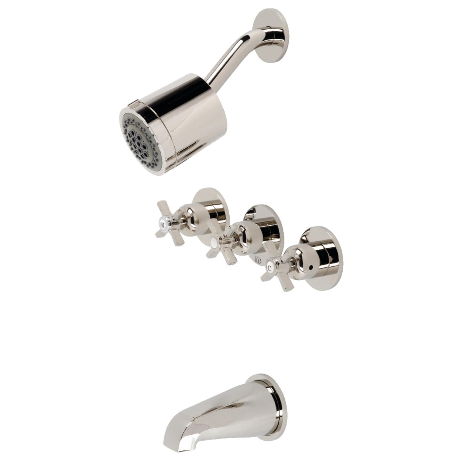 Mitigeur douche Kingston Brass KBX8136ZX trois manettes en nickel pour salle de bain