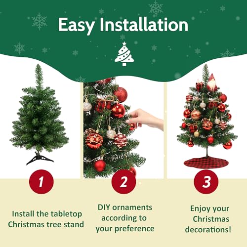 HOMDAILY Mini árvore de Natal, árvore de Natal artificial pequena de 60 cm, árvore de Natal de mesa