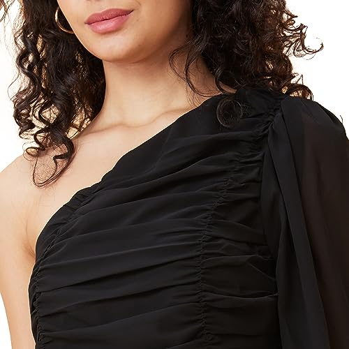 Image of Globus Women Black Solid One Shoulder Party Top-3638308004