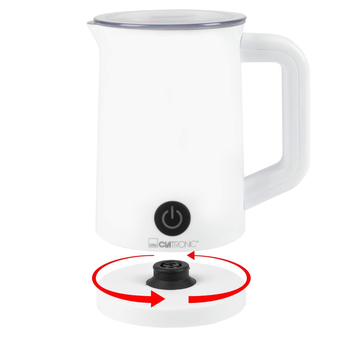 Clatronic MS 3693 - Batidora Espumadora de leche eléctrico automático, recipiente 550ml, función calentar/frío, apagado automático, 500W, color blanco