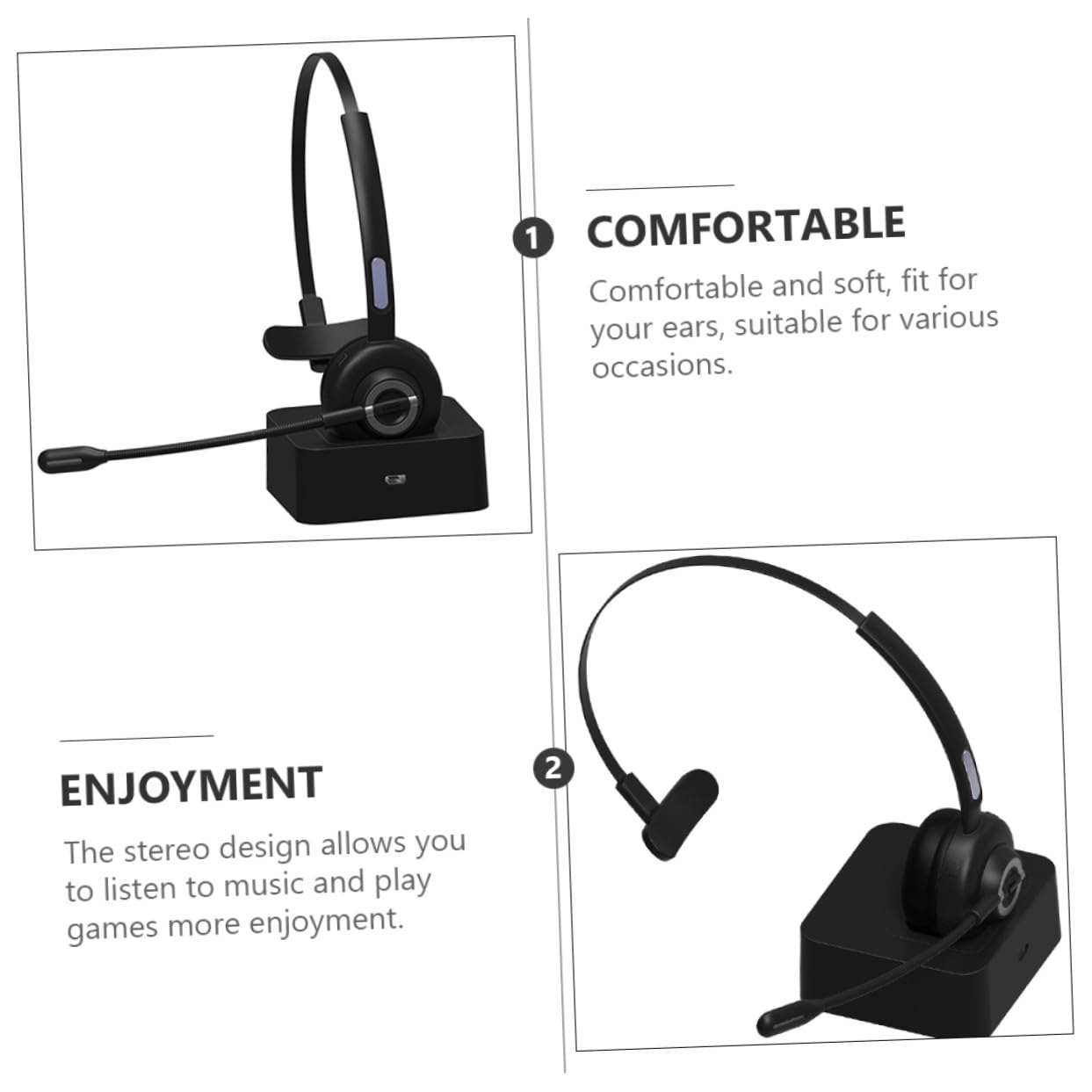 HOMSFOU Auriculares Inalámbricos Cancelación de Ruido y Diseño Ergonómico para Oficina y Fitness, Material Abs y Espuma, Auriculares Montados Cabeza