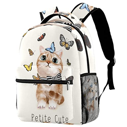Sac à bandoulière chat et papillon unisexe pour enfants et ados