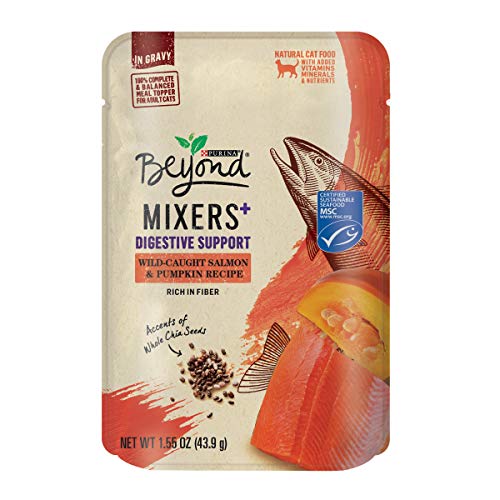 Purina Beyond Natural Cat Food Complement, Mixers+ Digestive Support Wild Salmon & Pumpkin Recipe - (16) 1.55 Oz. Pouches #TOP16