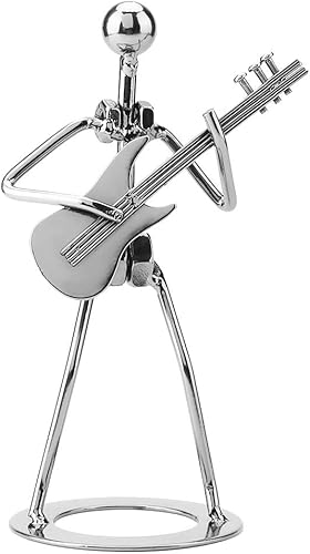 Miniatura 2 de Escultura de metal adornos de guitarra, figura del hombre bailando tocando la guitarra, figura de metal steampunk músico coleccionable, adornos de