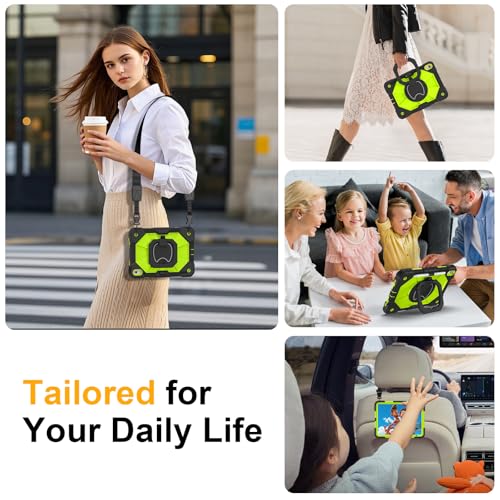 Image of Case for iPad (A16) 11th Generation 11 Inch 2025, Ubearkk for iPad 10th Generation 10.9 inch 2022 case with Screen Protector 360 Degree Rotating Stand Shoulder Strap Pencil Holder, Black Green