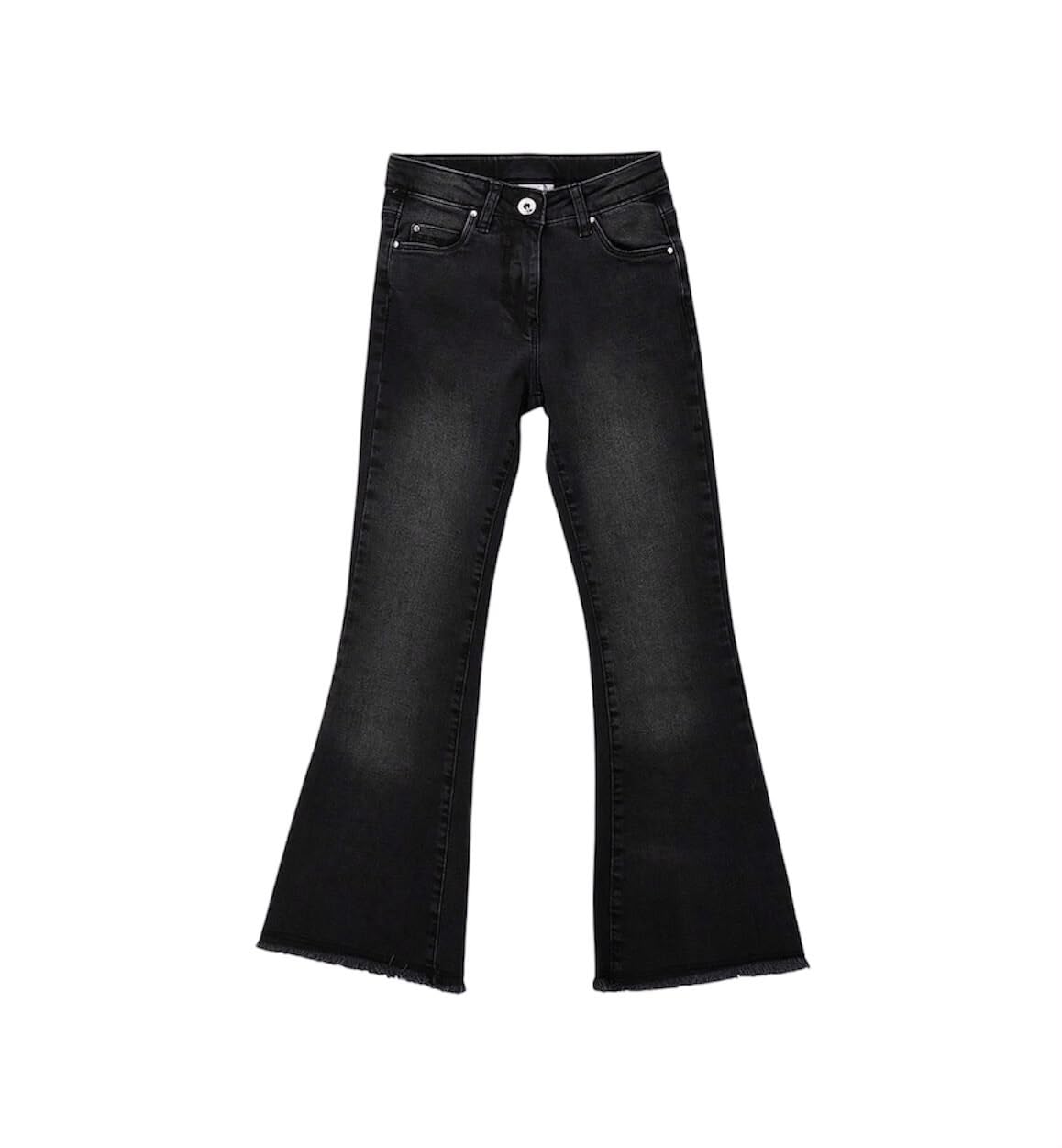 IDO Pantalone Jeans Ragazza 8 Anni 128 cm Modello Nero con Design a Zampa