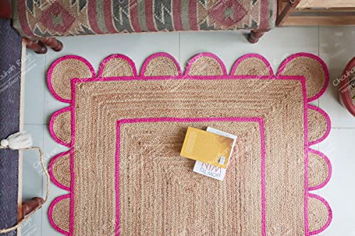 Tapete Chouhan Rugs de Yute Natural Trenzado Rosa miniatura 6