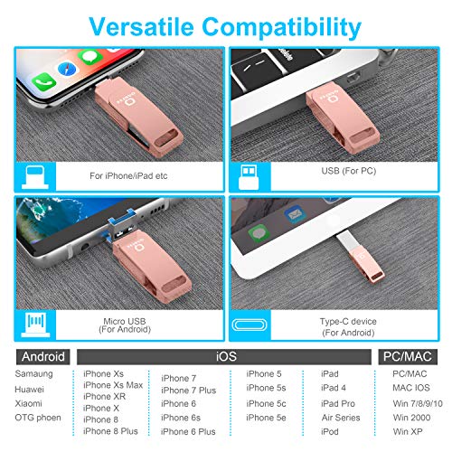 Flash Drive, Photo Stick External Storage Memory Stick Photostick Mobile, Thumb Drive USB 3.0 (64GB, Pink) - Thumbnail 3