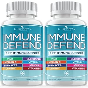 8 in 1 Immune Defense Support, Immunity Vitamins Supplement Booster with Zinc 50mg, Vitamin C Elderberry Vit D3 5000 IU…
