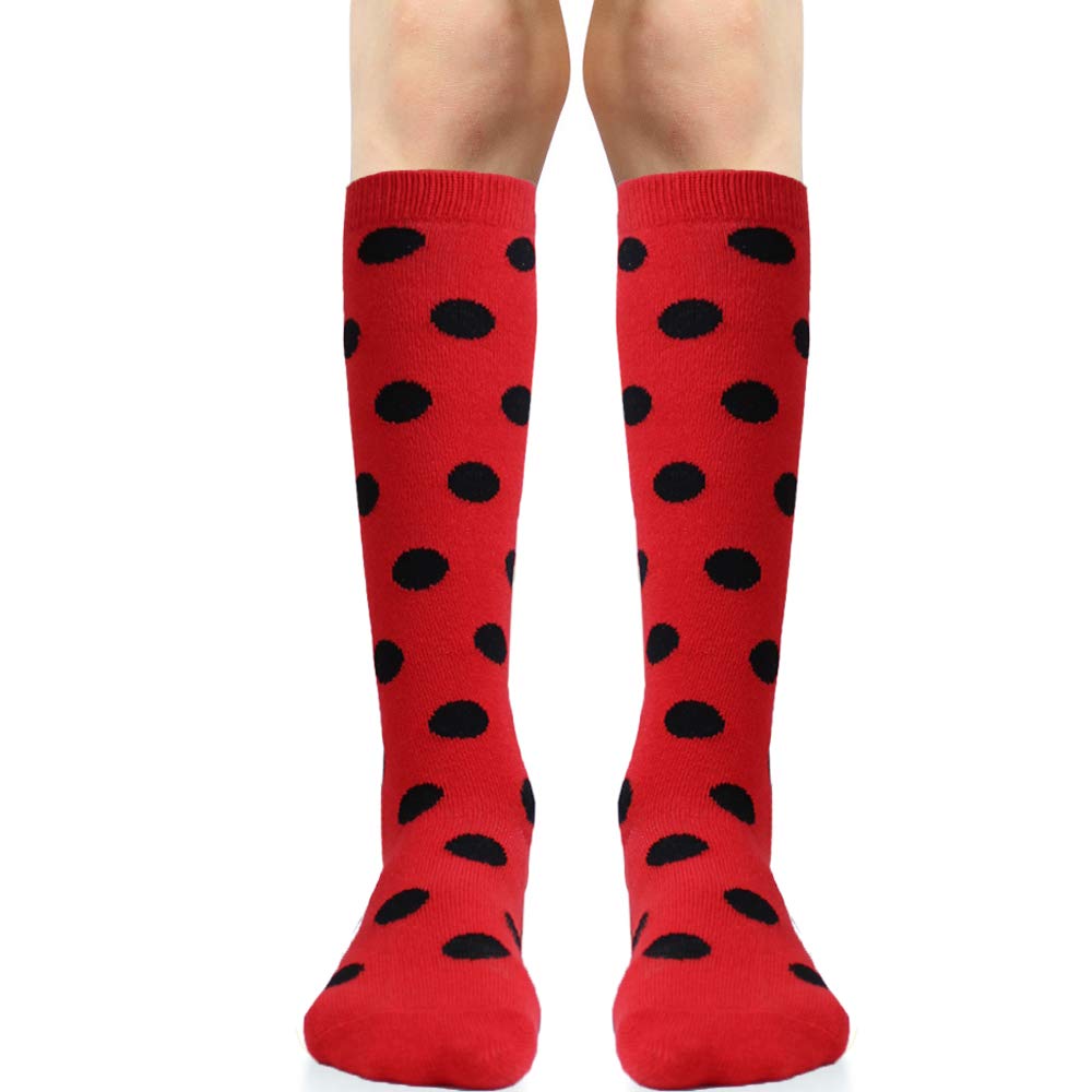 juDanzy Knee High Socks with Grips for Babies, Toddlers and Children (1 Pair) - Ladybug - 2-4 Years