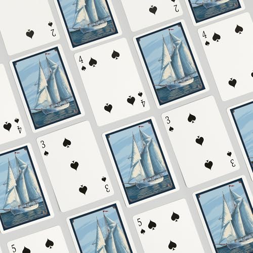 Baraja de póker Schooner Sailboat, 52 cartas para adultos miniatura 4