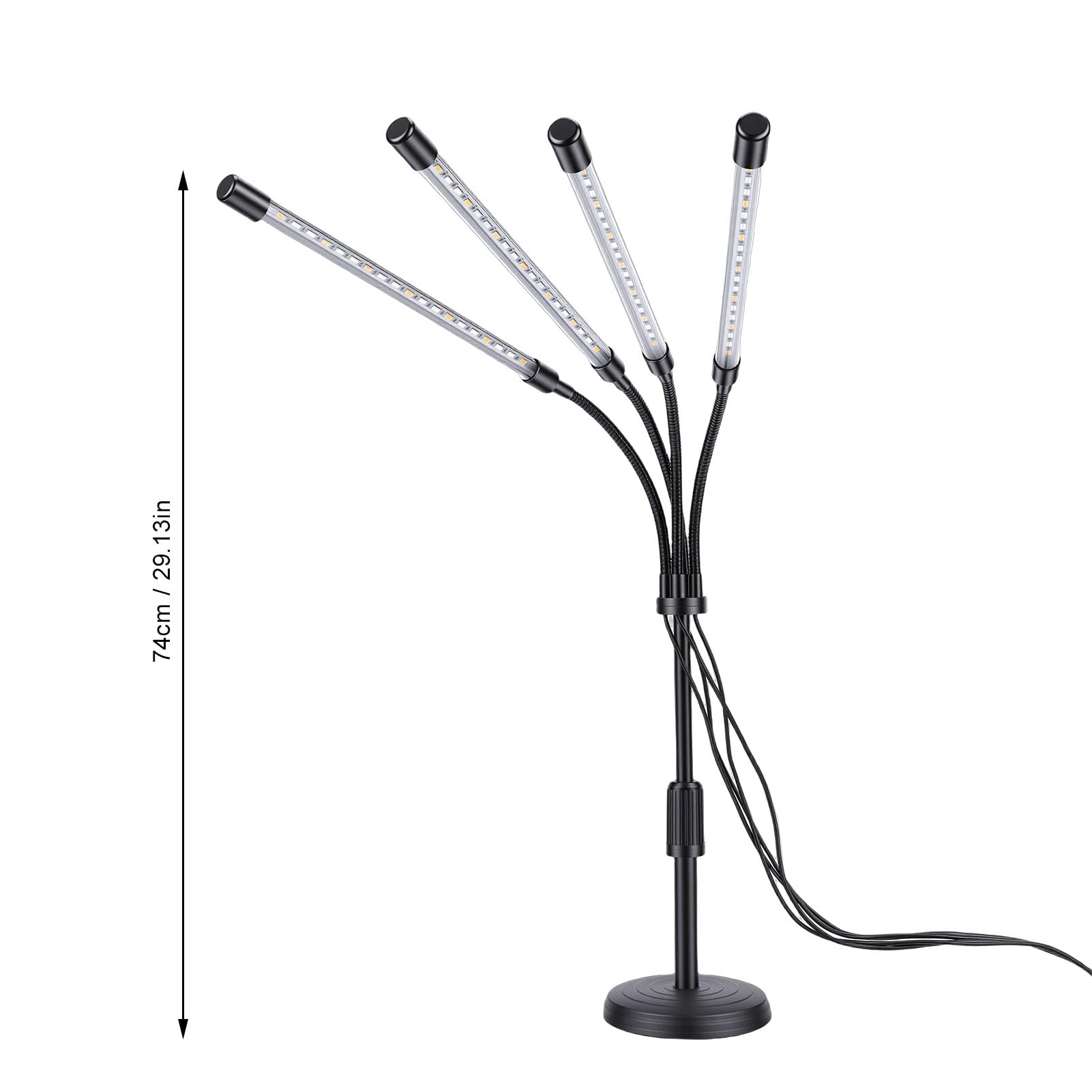 Chrees LED allevare Luci 4 Teste Lampada di Crescita Piante a Spettro Completo con Luminosità Regolabile per Piante D'Interno, Materiale in Alluminio (Supporto da scrivania 4 teste