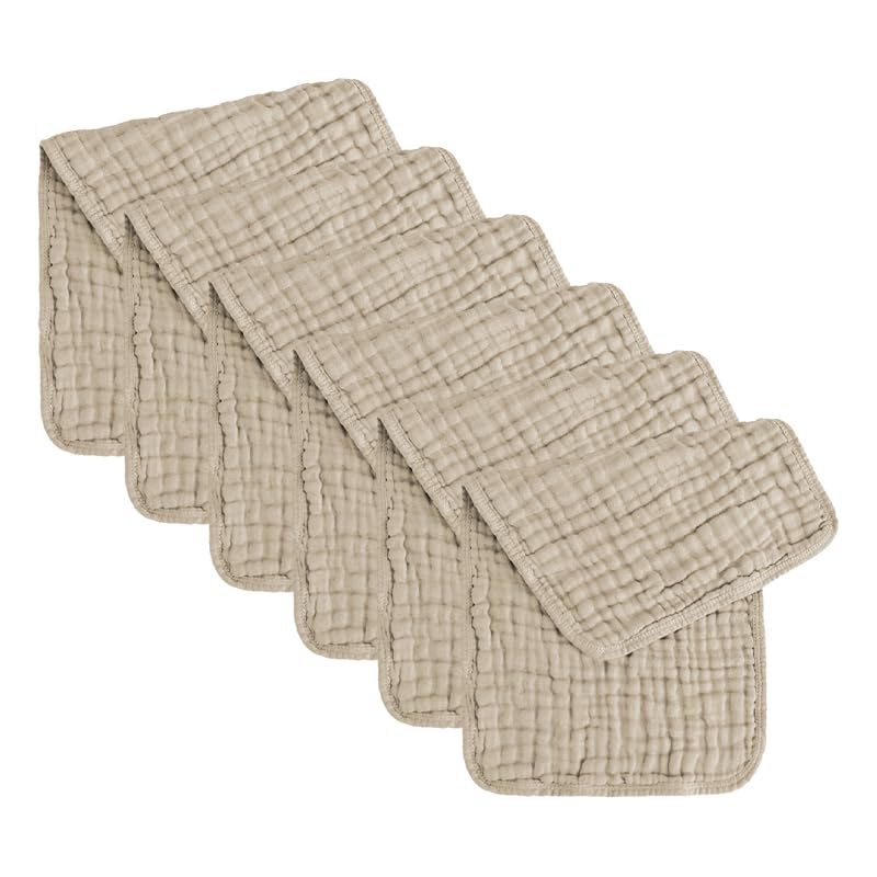 Cubble 6 Pack Large Muslin Burp Cloths, 100% Cotton, 6 Layers