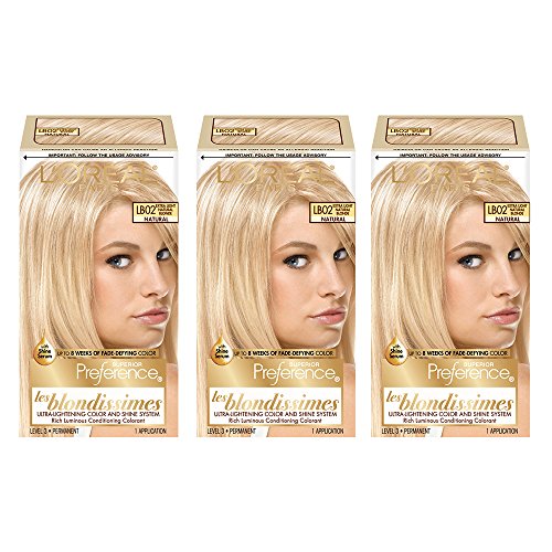 L'Oréal Paris Superior Preference Fade-Defying + Shine Permanent Hair Color, LB02 Extra Light Natural Blonde, 3 COUNT Hair Dye