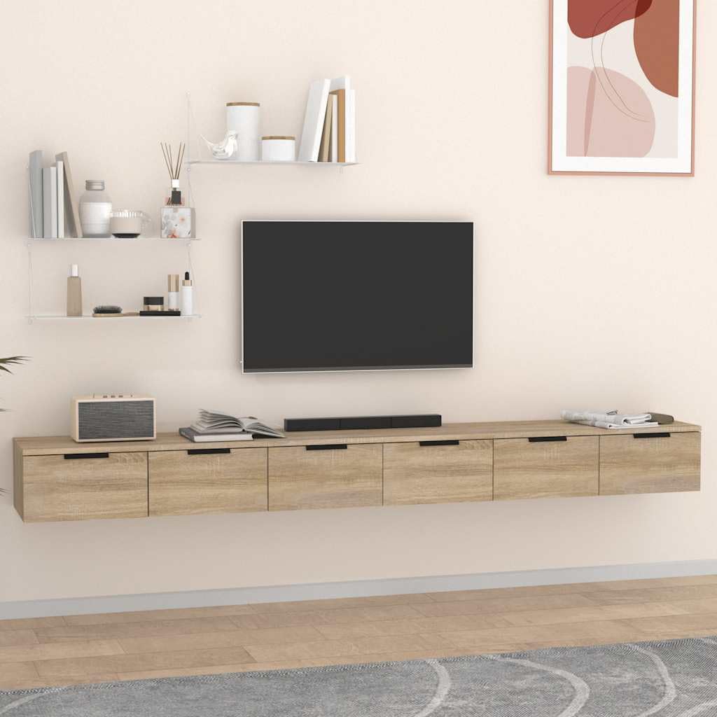 vidaXL 2X Armarios de Pared Cocina Comedor Almacenamiento Baño Cuarto Aseo Sala Estar Habitación Mueble Entrada Salón Contrachapada Roble Sonoma