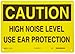 Brady 73461 10" Height, 14" Width, B-120 Premium Fiberglass, Black On Yellow Color Ear Protection Sign, Legend "Caution, High Noise Level Use Ear Protection"