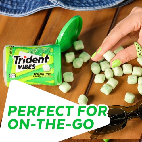 Image of Trident Vibes Spearmint Rush Sugar-Free Chewing Gum, 4 Bottles of 40 Pieces (160 Total Pieces)