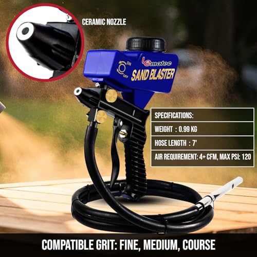 image for LE LEMATEC Portable Sand Blaster Gun Kit for Rust Removal & Glass Etch