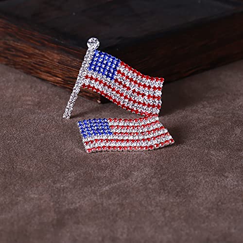 Image of Fashion Enamel Brooch Pin Set Rhinestone Patriotic Independence Day 4th of July American Flag Brooch for Clothes Bags Backpacks
