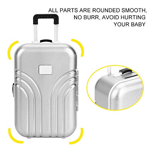 Dioche Baby Suitcase, Mini Travel Luggage Box, Rolling Suitcase Play Toy - Silver3