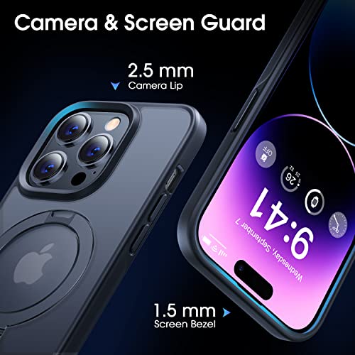 Image of CASEKOO for iPhone 14 Pro Max Case with Magnetic Invisible Stand, Black | [Military Drop Protection] [Compatible with MagSafe] Shockproof Slim Translucent Matte Case for iPhone 14 Promax Case 6.7 inch
