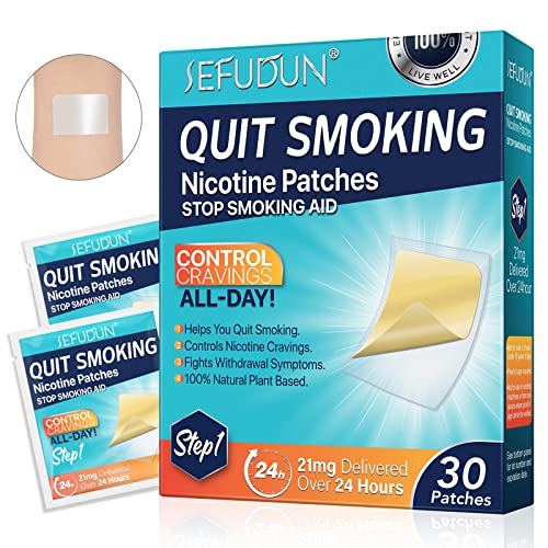 Quit Smoking Nicotine Patches (30pcs)21mg Step 1 Stop Smoking Aids Patches Stop Smoking Aids that Work with 2 Weeks Delivered Over 24 Hours Transdermal System Easy & Effective Anti-Stickers