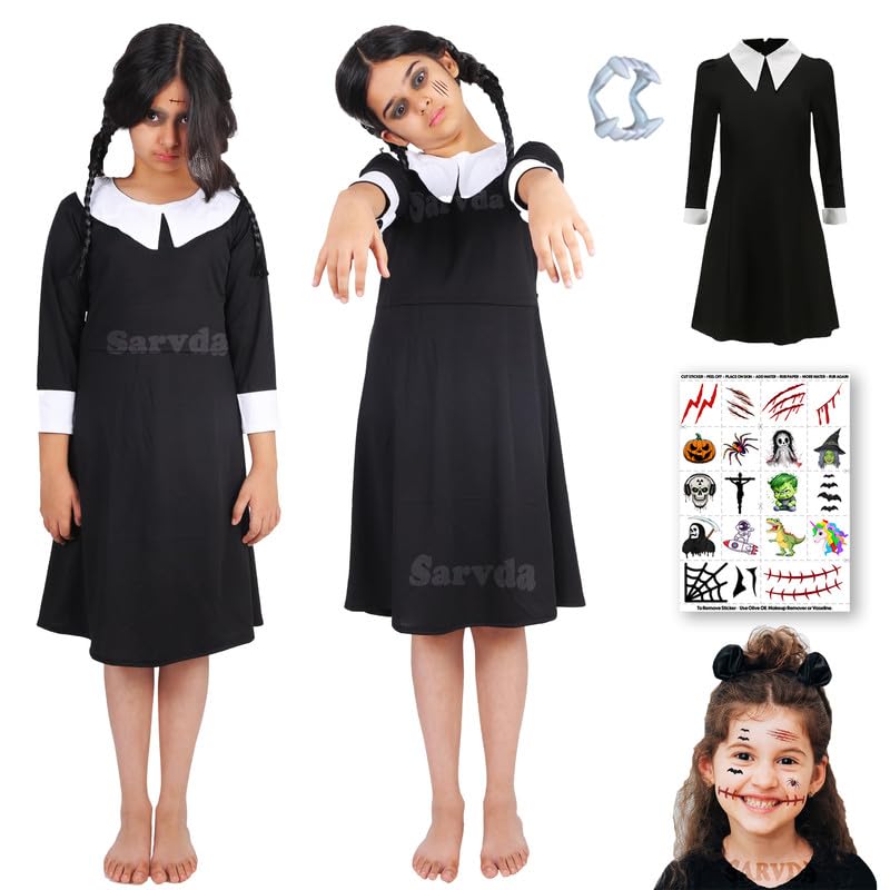Image of Sarvda Halloween Dress | Costume and Accessories | For Girls and Boys | Kids & Adults | Haunted Horror Theme Party Vampire Witch Ghost Skeleton Draculla Zombie Pumpkin Scary Cosplay Dress