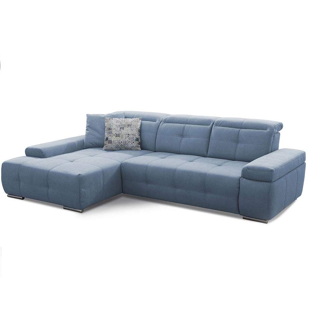 Cavadore Divano Angolare Mistrel Con Letto E Poggiatesta Regolabili - Rivestimento Soft Clean Olympia Argento, Dimensioni 273x77-93x173 Cm - 4