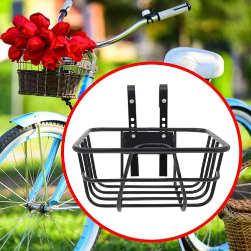 Ronyme Fahrradkorb Abnehmbar Hinten Vorne Fahradkorb Vorne für Kinder und Erwachsene, Einfache Installation, Fahrradkorb Hinten Passt für Die Meisten Fahrräder und E-Bikes,Schwarz,25x25x12 cm