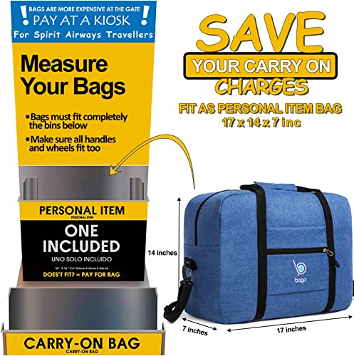 Bago Personal Item Travel Bag For Airlines - Fits As 18x14x8 inches Travel Bag Spirit & Frontier Airlines - Foldable Duffle Bag For Travel - Personal Item Bag Small Carry On Bag For Air Travel4
