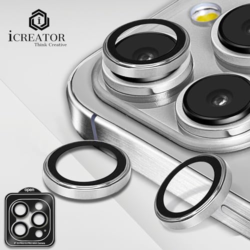 Image of I Creator Camera Lens Protector - Silver | Individual Titanium Ring Protector | Shatterproof and Scratch Resistant | Crystal Clear Glass Lens With Precise Fit | For iPhone 15 Pro Max /Pro