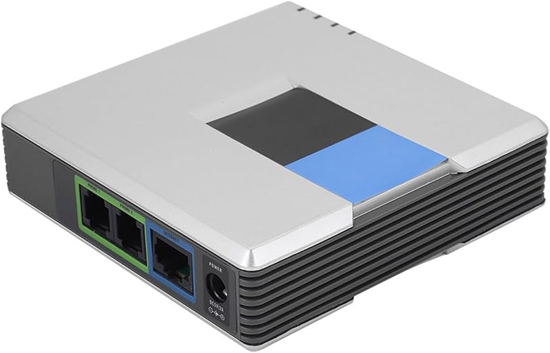 Adaptador de puerta de enlace VoIP, adaptador de teléfono de Internet de 2 puertos con cable de red para oficina en casa, compatible con protocolo SIP V2, adaptador de teléfono compacto para enrutador de red