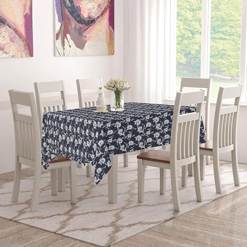 Image of Dakshya Industries PVC Waterproof Withoutlace Dining Table Cover (Size - 54X78 Inch) Rectangle 6 Seater Heat Rasistant Table Cloth (T13)