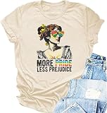 Women Pride Shirt LGBT Tshirt More Pride Less Prejudice Letter Print Tee Casual Gay Lesbian Short Sleeve Tops