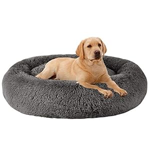 MFOX Calming Dog Bed (L/XL/XXL/XXXL) for Medium and Large Dogs Comfortable Pet Bed Faux Fur Donut Cuddler Up to 25/35/55/100lbs