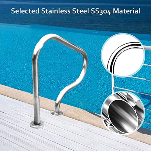 Pasamanos de piscina, pasamanos de escalera de piscina enterrada, rampa de piscina de fácil montaje, diseño duradero de acero inoxidable de 1,5 mm de grosor para mayor seguridad y estabilidad