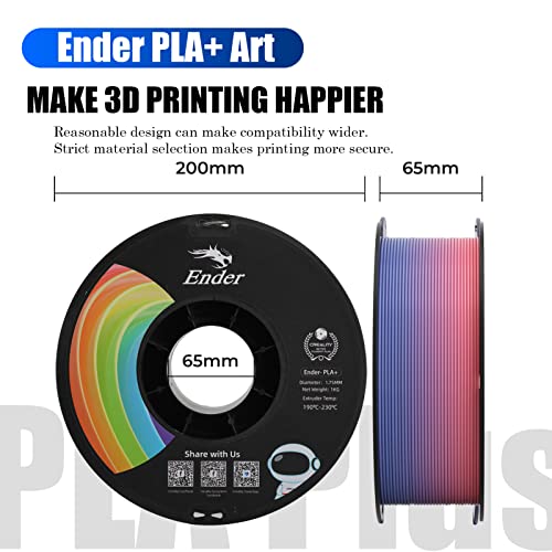 Creality Pla Filament Pro Rainbow, Filamento de Impressora 3D de 1,75 Mm, Filamento de Impressão End