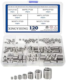 120pcs M3 M4 M 5 M6 M8 M10 M12 Wire Thread Inserts Steel Sheath Helicoil TypeÃ‚Screw RepairÃ‚Sleeve Assortment Kit with Plastic Box