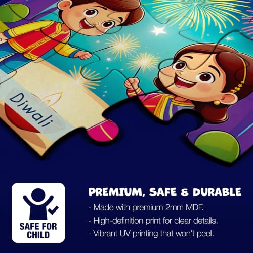 Image of 11 Strokes 6 in 1 Festival Jigsaw Puzzle for Kids Age 3+ | 54 Pieces | Diwali Holi Christmas Eid Dussehra Onam | Premium MDF | Indian Festivals Educational Toy