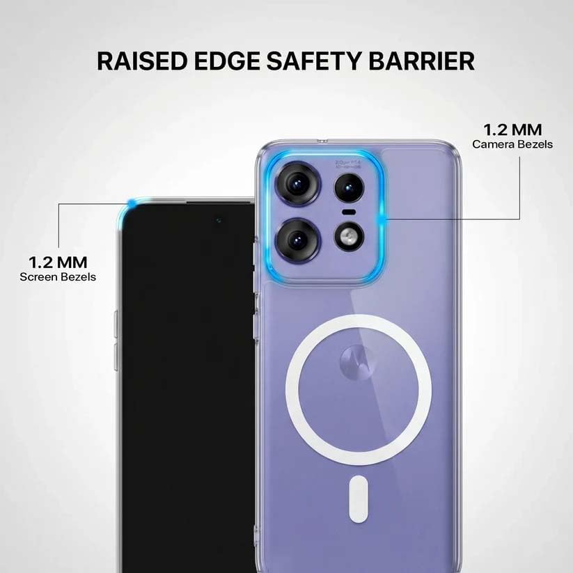 Image of DIZORO Crystal Clear Magnetic Compatible with Motorola Moto Edge 50 pro Back Cover case with Anti-Yellow (Compatible with Magsafe) Anti-Scratch | Shockproof Transparent Cover