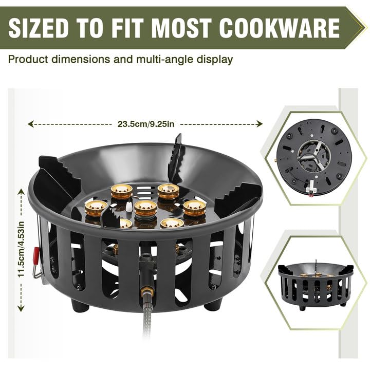 Bestfire Propane Burner, Single Propane Stove, Windproof Gas Stove for Outdoor Cooking, Portable Gaming Stove with Piezo Ignition, Includes Carrying Bag
