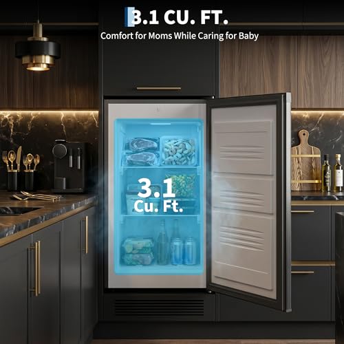Image of 3.1 Cu.ft Upright Freezer, Single Door Stand Up Freezer with Adjustable Shelves, Mechanical Temperature Control, Freestanding Deep Freezer for Garage, Kitchen, Home Use