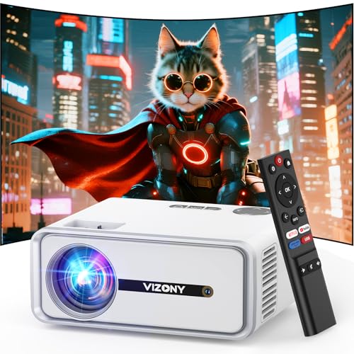 [Built-in Apps] Smart Projector with WiFi and Bluetooth, VIZONY Native 1080P Projector with Streaming APPs, Dolby Audio, Portable Mini Projector for Indoor Outdoor Use
