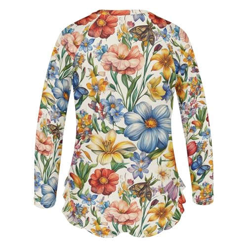 Fall Flowers Lily Flower Butterflies Bees White Girl Long Sleeve Swimsuit Swimsuits for Teens Girls Bathing Suit for Kids3