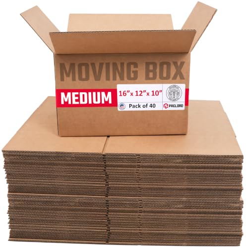Image of Medium Moving Cardboard Boxes 16 inchL x 12 inchW x 10 inchH (Pack of 40) - USA-Made Packing Boxes for Moving, Shipping, or Storage - USPS, UPS, FedEx Approved - Professional Packing Supplies | USA-Made Packing Boxes for Moving, Shipping, or Storage - USPS, UPS, FedEx Approved - Professional Packing Supplies